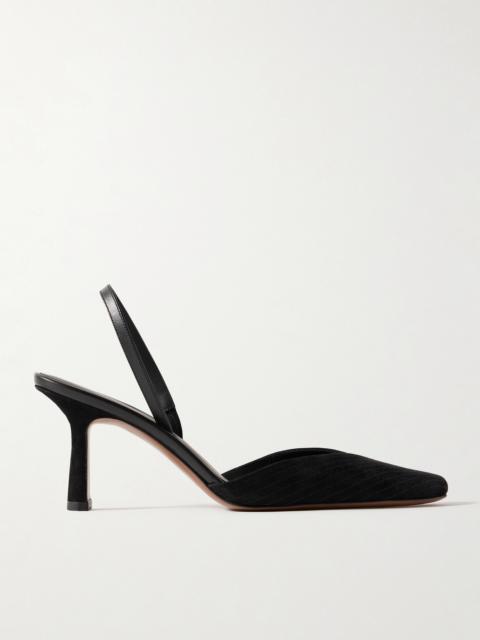 Dilmun Leather-trimmed Suede Slingback Pumps