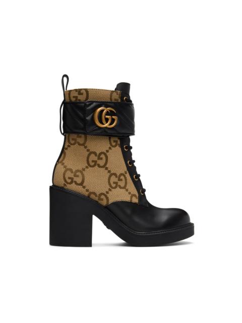Beige & Black GG Marmont Ankle Boots