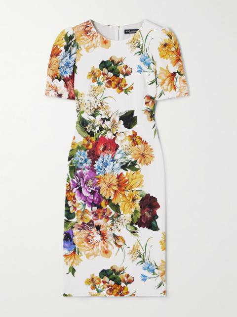Floral-print Jacquard-knit Midi Dress