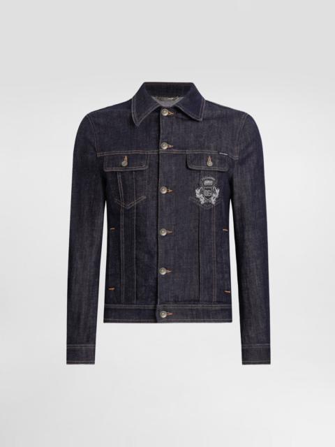 Cotton denim jacket with patch