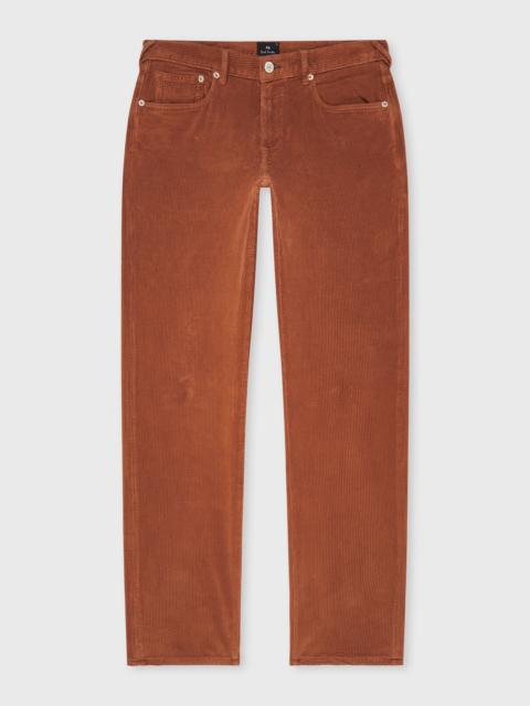 Relaxed Tapered-Fit Orange Corduroy Trousers