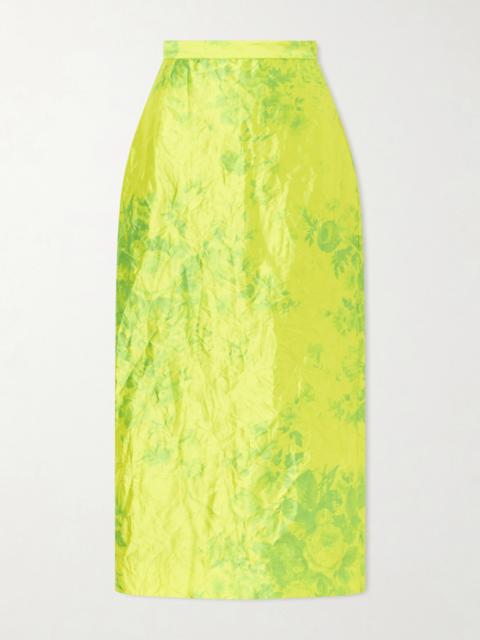 Floral-embroidered Faille Midi Skirt