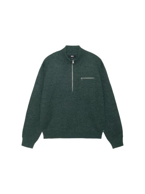 Stussy Half Zip Mock Neck Sweater Dark Green