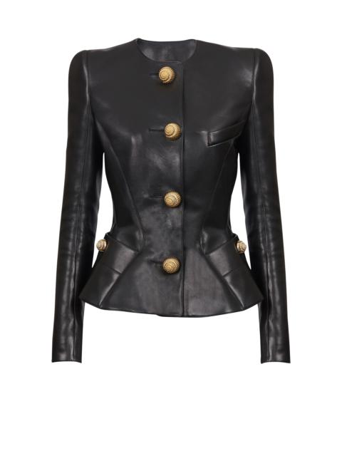 Lambskin leather peplum jacket