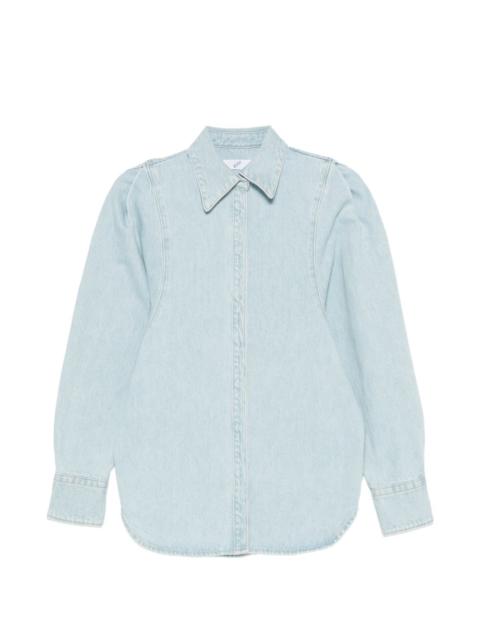 puff-sleeve denim shirt