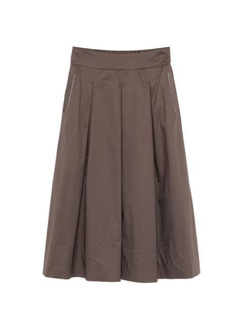 pleated A-line midi skirt