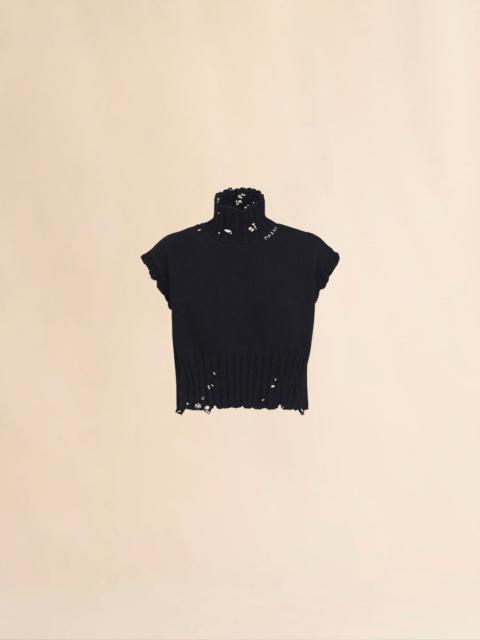 BLACK COTTON CROPPED VEST