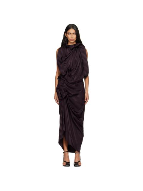 Purple Draped Silk Maxi Dress