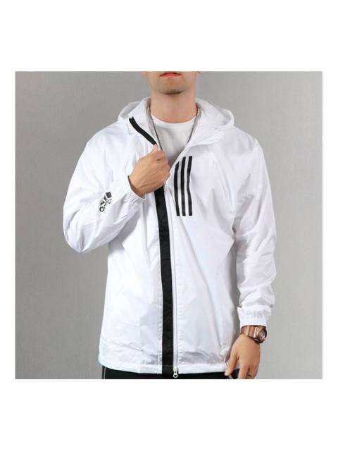 Men's adidas Sports Stylish Zipper Hooded Jacket White EK4627