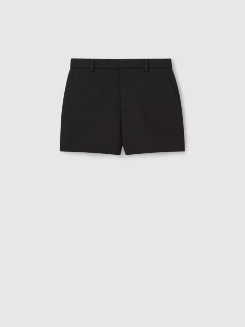 Wool sablé shorts with embroidery