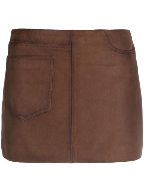 low-rise leather miniskirt