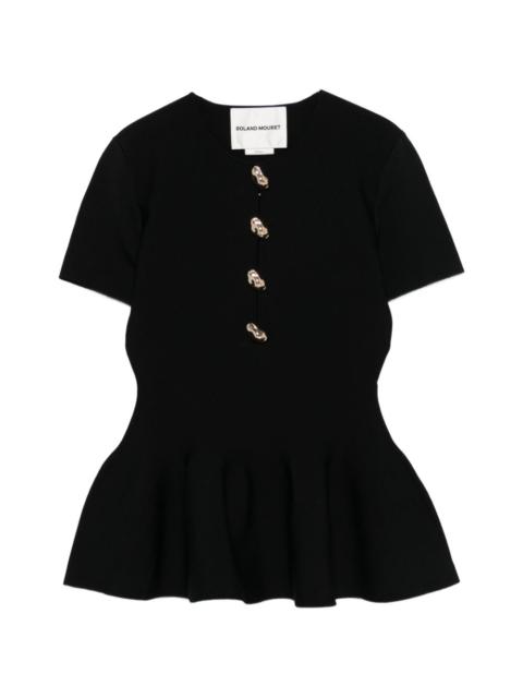 button detail peplum top