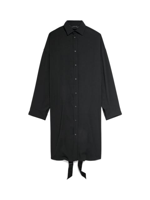 Women's Lace-up Shirt Dress in Black