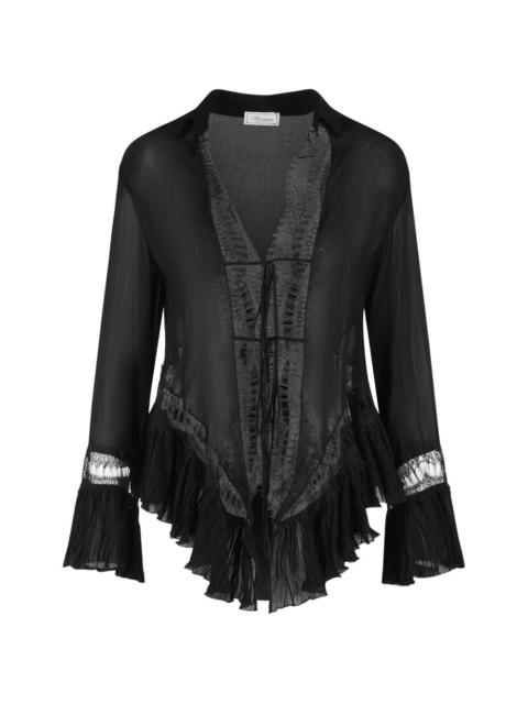 lace insert ruffled shirt