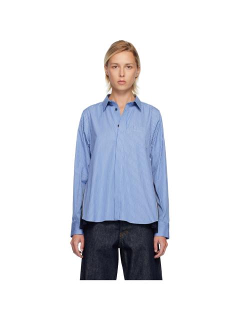 Blue Poplin & Chiffon Shirt