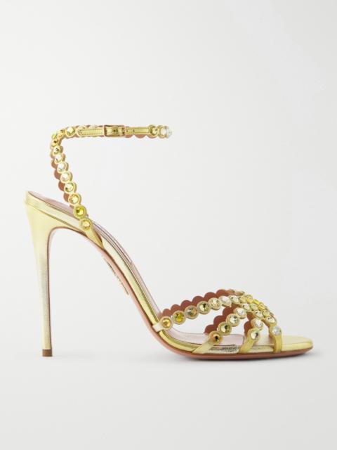 Tequila 105 Crystal-embellished Metallic Leather Sandals