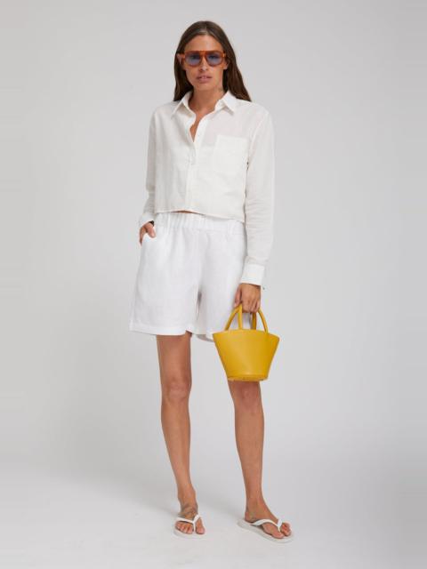 WHITE LINEN CULOTTE SHORTS