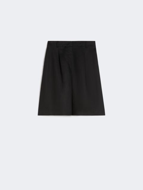 Long linen canvas Bermuda shorts - BLACK