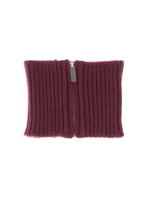 ribbed zip neck-warmer scarf
