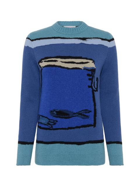 Tarikel Knit Sweater in Water Multi Cashmere