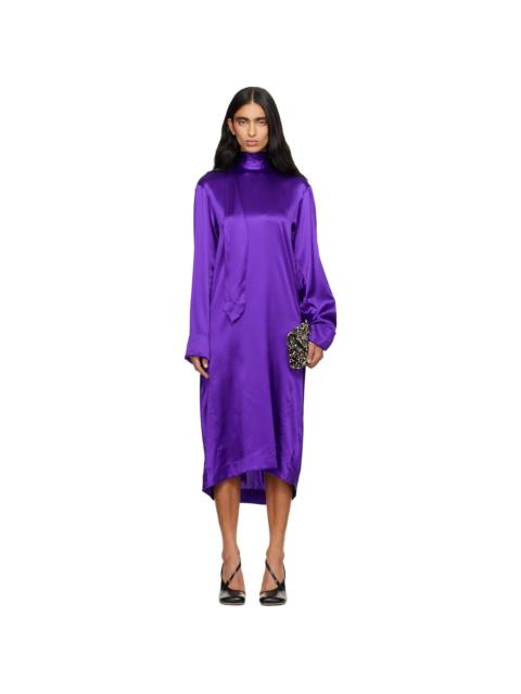 Purple Silk Midi Dress