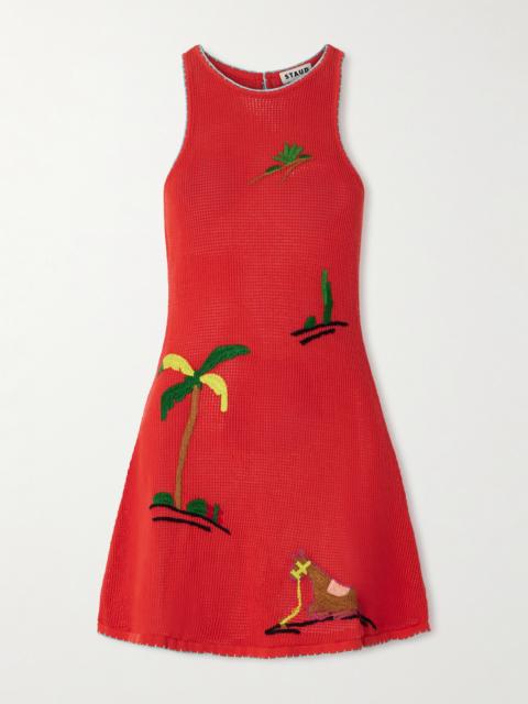 Marea Embroidered Open-knit Mini Dress