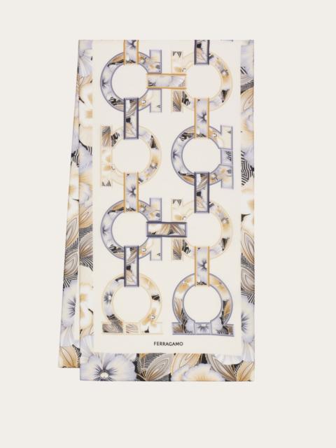 Gancini print silk scarf