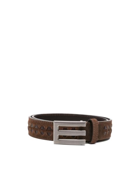 logo-buckle leather belt