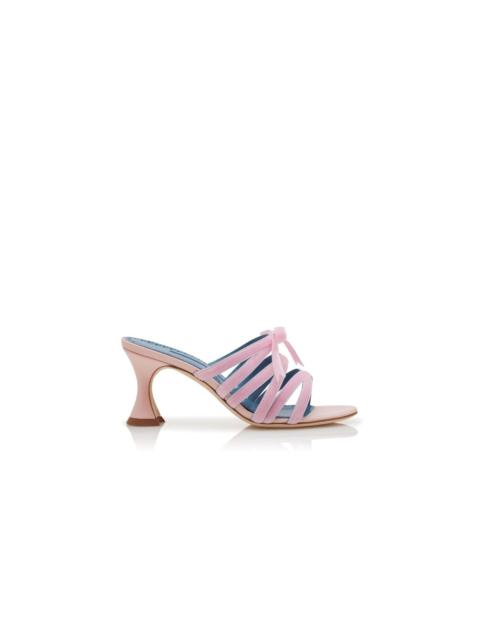 Pink Silk Criss-Cross Mules