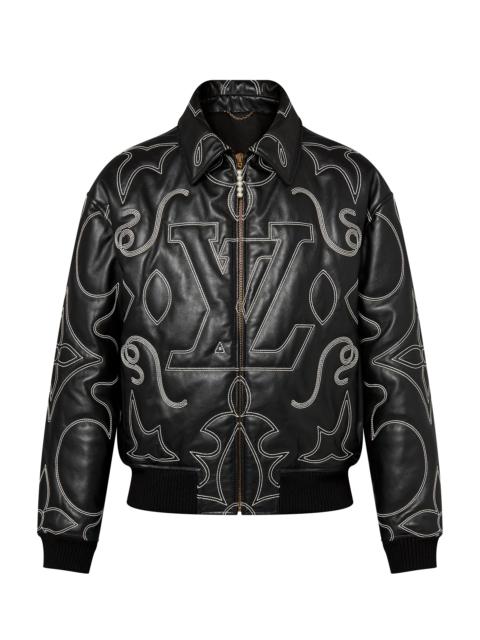 Louis Vuitton Embroidered Leather Bomber Jacket | REVERSIBLE