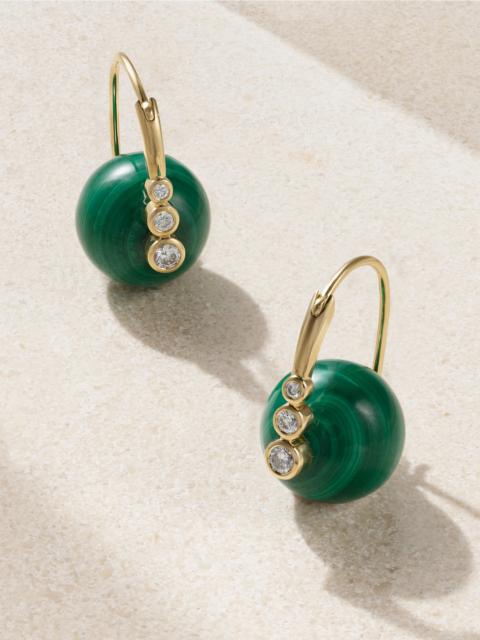 14-karat Gold, Malachite And Diamond Earrings