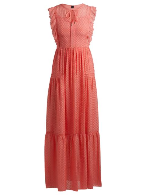 TIE-NECKLINE SLEEVELESS DRESS WITH FRILL TRIMS