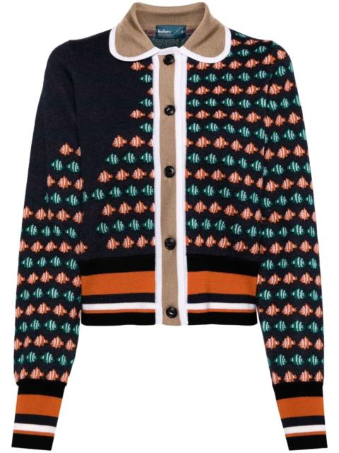 fish pattern cardigan