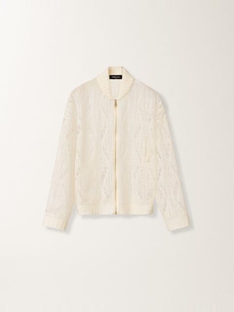 Mohair bomber jacket with coating