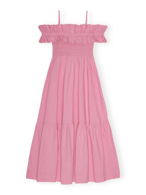 PINK COTTON POPLIN LONG SMOCK DRESS