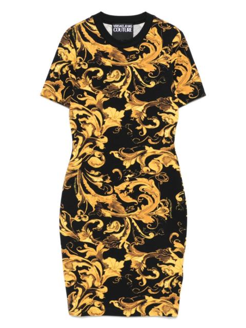 baroque-print short-sleeve mini dress
