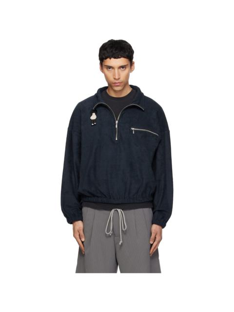 Navy Zip Funnel Sweatshirt