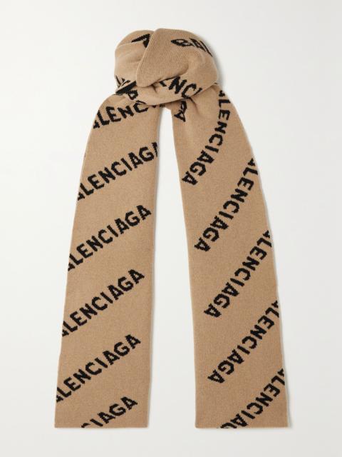 Wool-jacquard scarf Beige