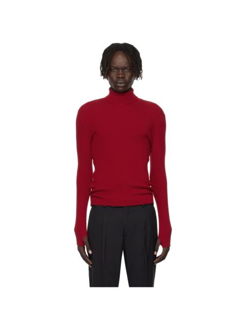 Red Ribbed Turtleneck