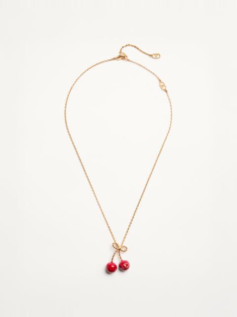 CHERRYFIC METAL AND ENAMEL NECKLACE