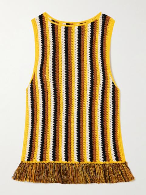 Misti Fringed Striped Crocheted Cotton Tank