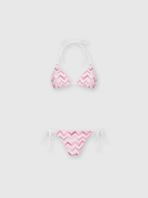 Slub zigzag viscose blend bikini