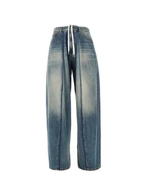 seam-detail wide-leg trousers