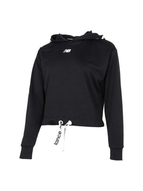 (WMNS) New Balance Relentless Logo Crop Hoodie 'Black' AWT11169-BK