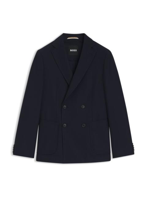 DOUBLE-BREASTED BLAZER IN COTTON AND WOOL SEERSUCKER