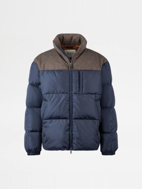 BI-MATERIAL DOWN JACKET - BLUE