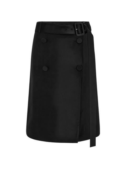 button belted midi skirt