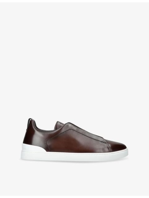Triple Stitch Panelled Leather Low-Top Trainers