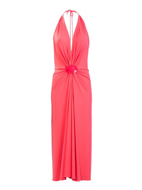 Veracruz Gathered Jersey Halter Midi Dress pink
