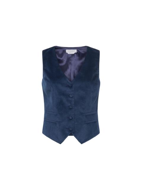 Coleridge Vest in Electric Navy Sea Island Cotton Corduroy